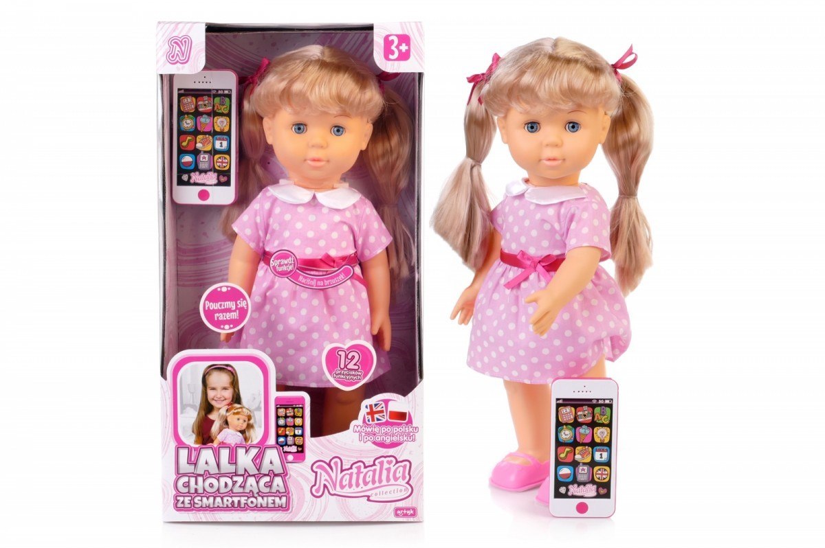 Lalka Natalia chodząca ze smartfonem 41cm Artyk