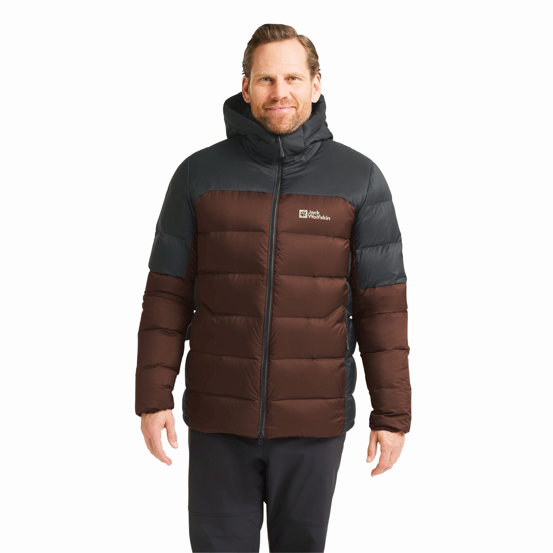 Męska kurtka puchowa Jack Wolfskin NEBELHORN DOWN HOODY M RDS hot choc - M