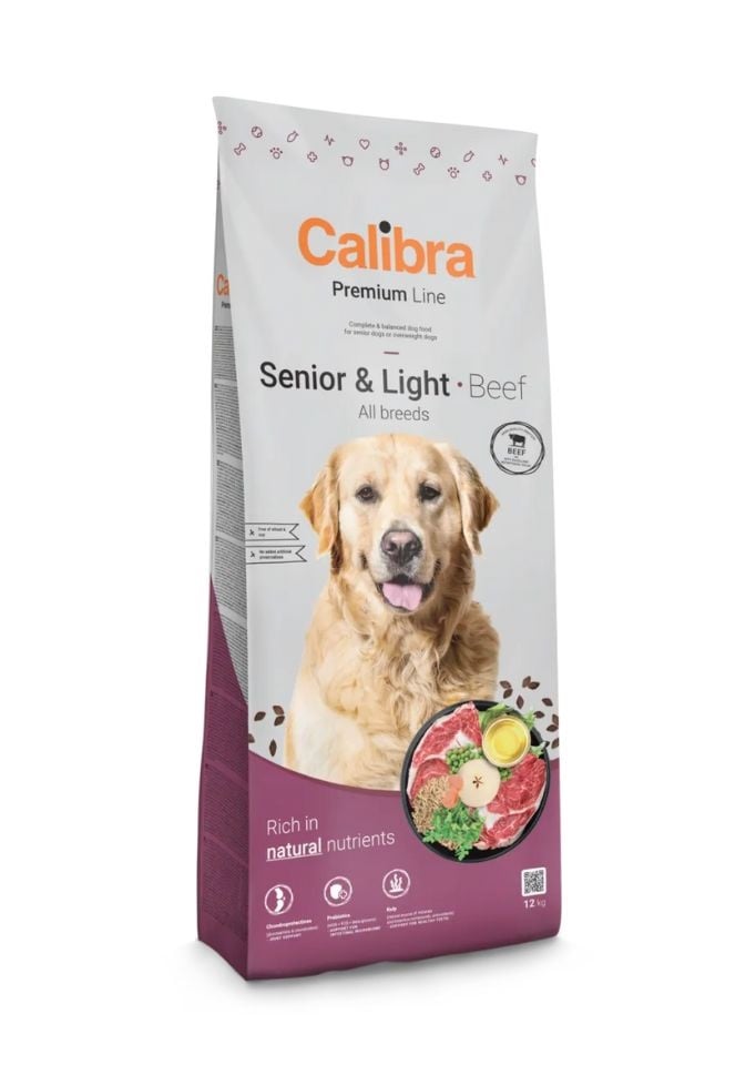 CALIBRA Dog Premium Senior Light All Breeds Beef 12kg monobiałkowa karma z wołowiną dla starszych psów lub psów z nadwagą