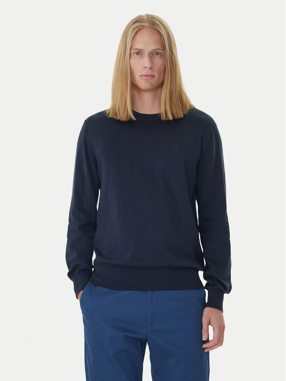 Calvin Klein Sweter LV040BM343 Granatowy Regular Fit
