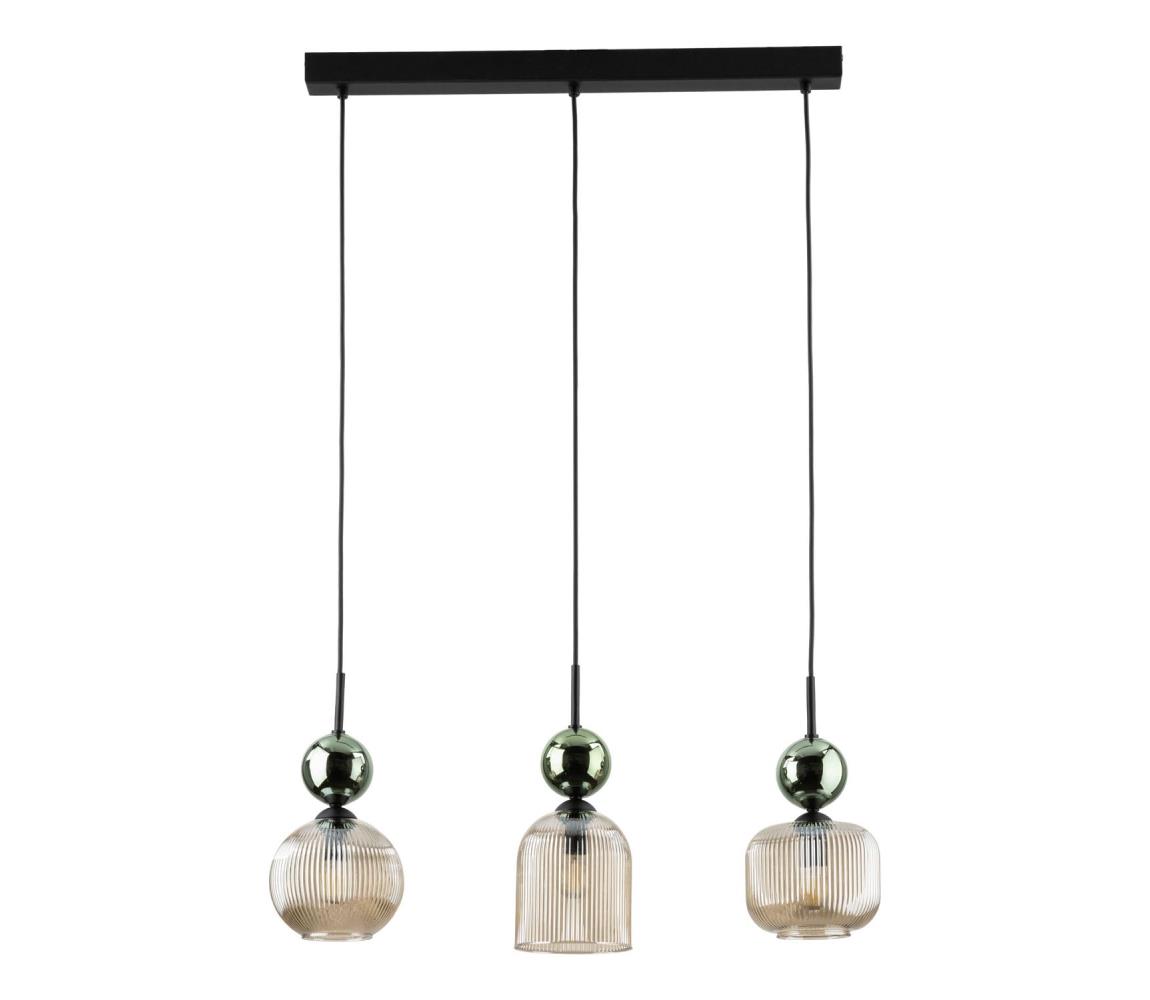 Lampa wisząca na lince SOPHIA 3xE14/10W/230V czarna/zielona/dymna beżowa