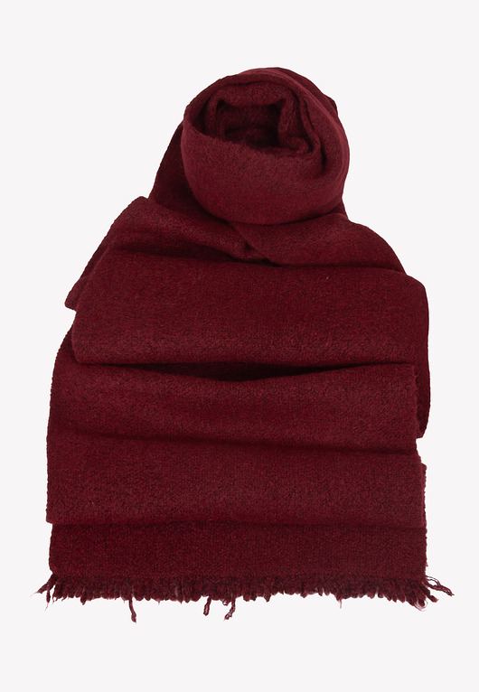 Szal bordowy z krótkimi frędzlami 30 cm x 200 cm