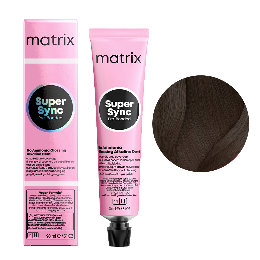 Matrix Super Sync Pre-Bonded, krem do koloryzacji ton w ton, 4N/4.0, 90ml