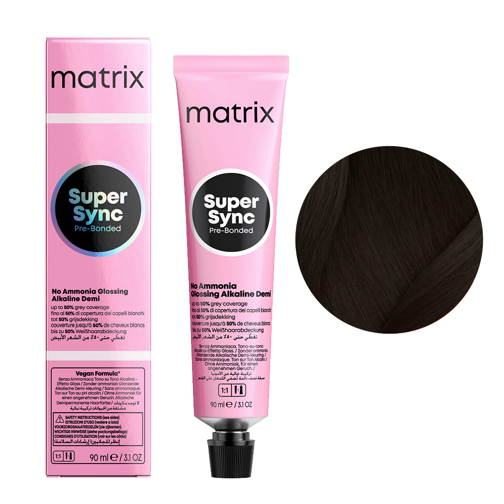 Matrix Super Sync Pre-Bonded, krem do koloryzacji ton w ton, 2N/2.0, 90ml
