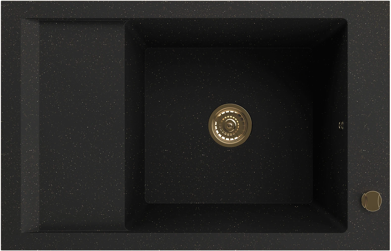 Zlewozmywak granitowy Kernau KGSM 6078 1B1D Deep Black + Gold Metallic