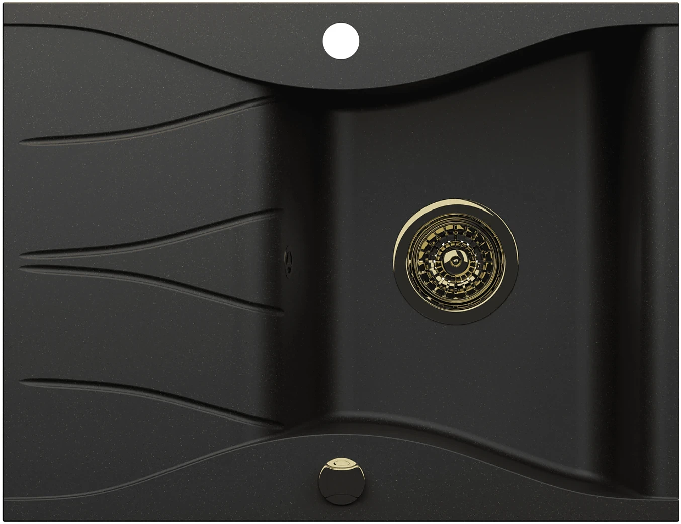Zlewozmywak granitowy Kernau KGSO 4565 1B1D Deep Black + Gold Metallic