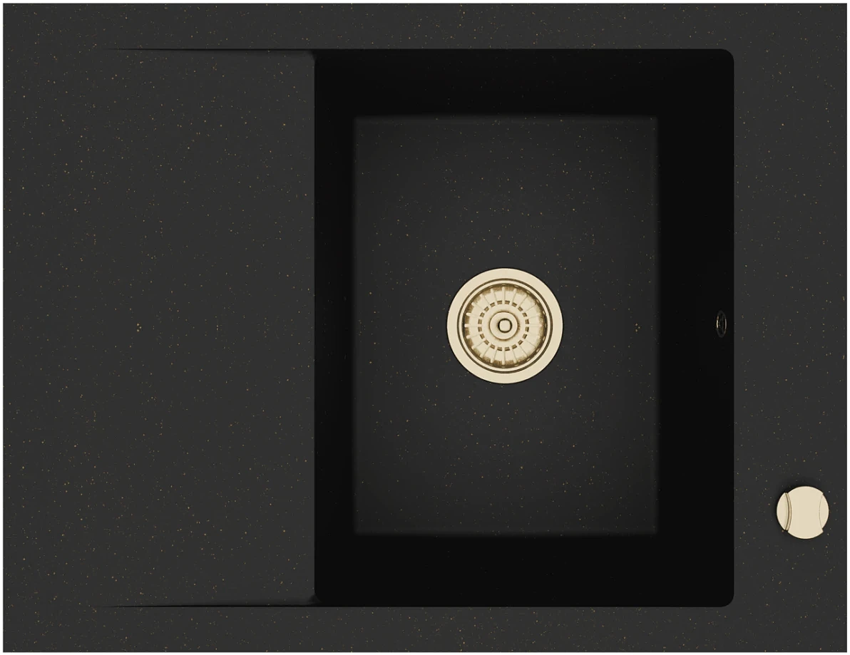 Zlewozmywak granitowy Kernau KGSM 4565 1B1D Deep Black + Gold Metallic