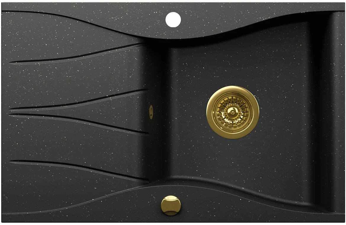 Zlewozmywak granitowy Kernau KGSO 6078 1B1D Deep Black + Gold Metallic