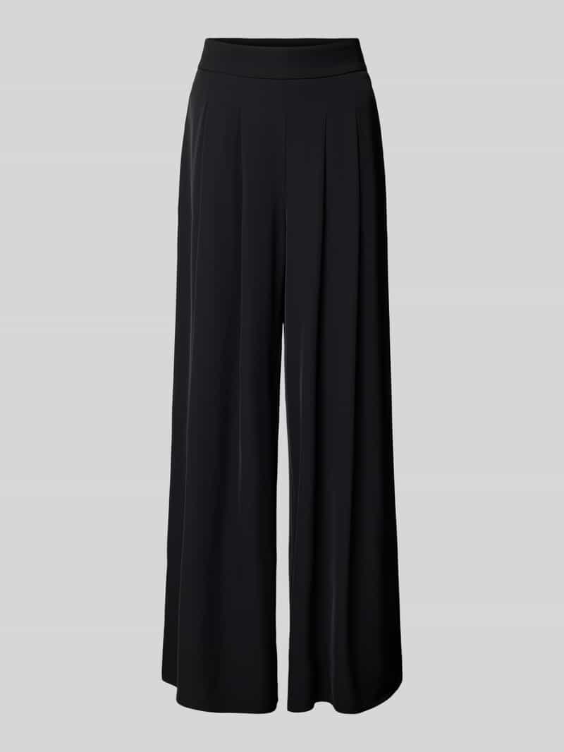 Spodnie materiałowe z szeroką nogawką i marszczeniami