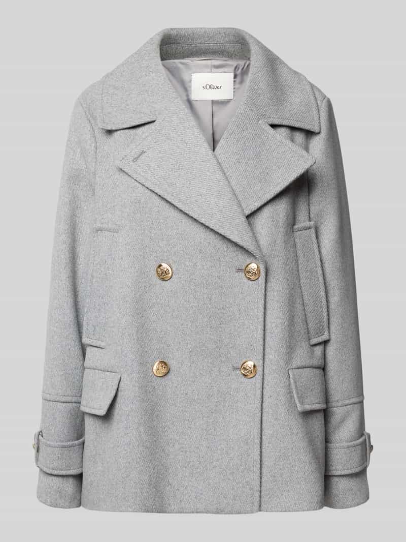 Kurtka wełniana o kroju regular fit z dwurzędową listwą guzikową