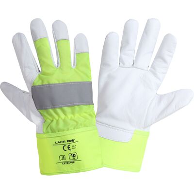 Rękawice ochronne z koziej skóry LAHTI PRO odblaskowe 10
