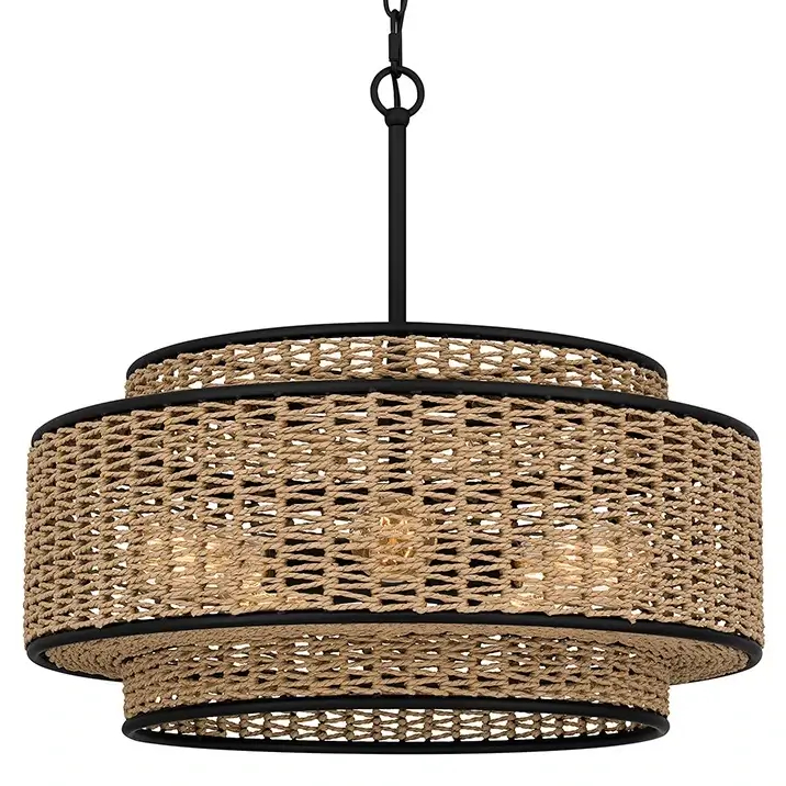 Ekologiczna lampa wisząca Teton QZ-TETON-5P-MBK naturalna lina