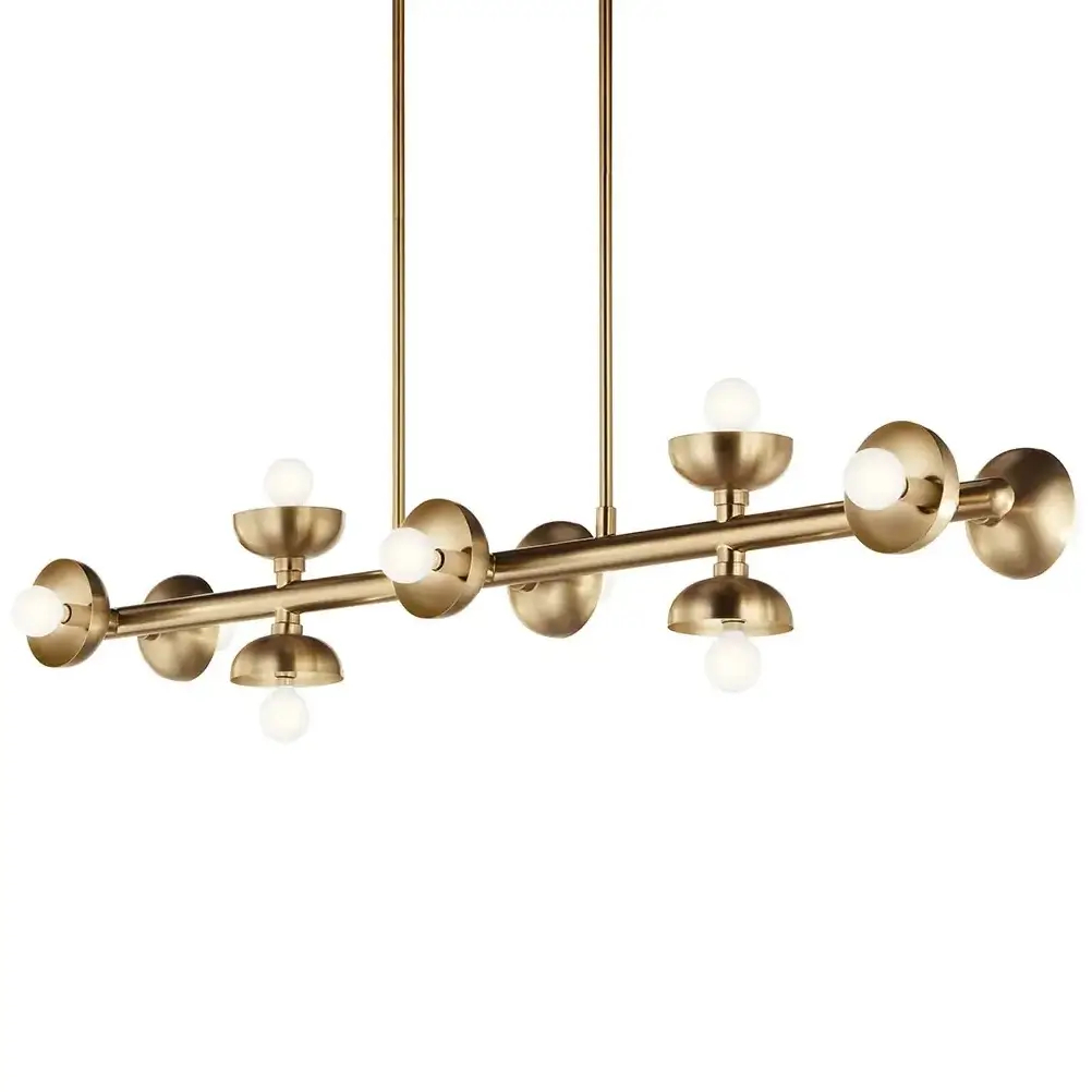 Lampa wisząca metalowa Palta KL-PALTA-LP10-CPZ podłużna do salonu mosiądz