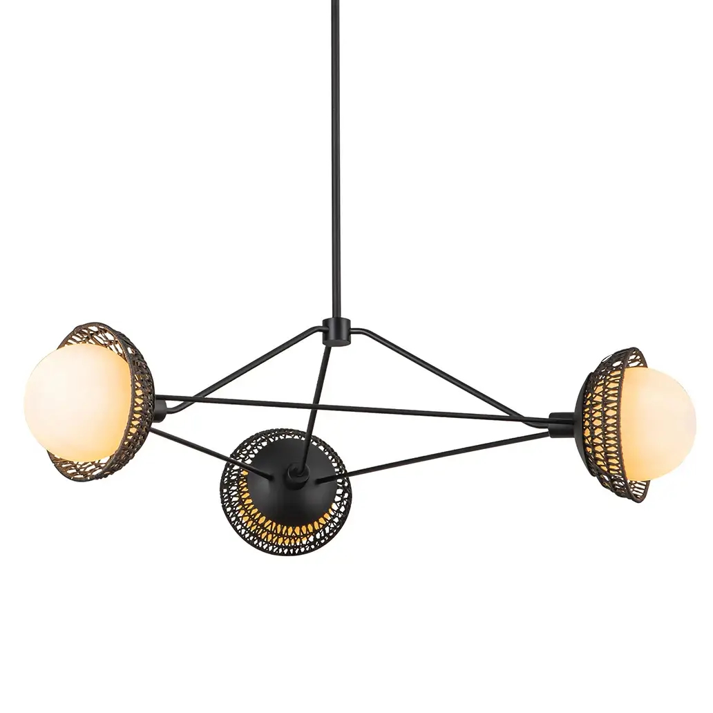 Designerska wisząca lampa Perth ALM-PERTH3-BK rattan czarna