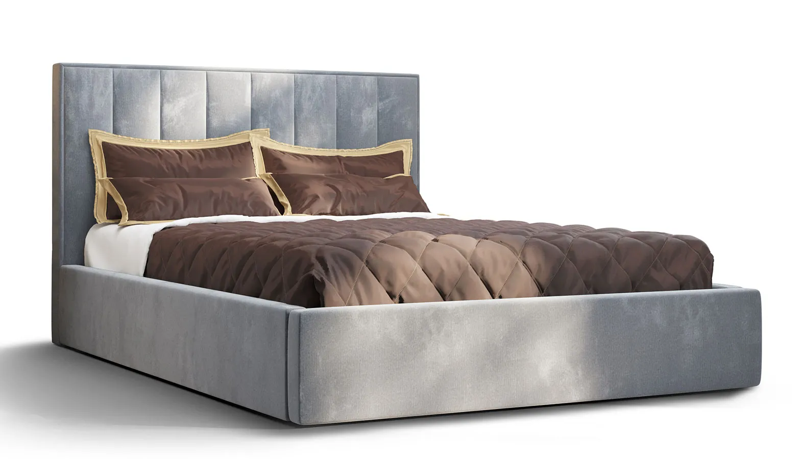 Błękitne nowoczesne łózko pikowane z pojemnikiem - Vensari