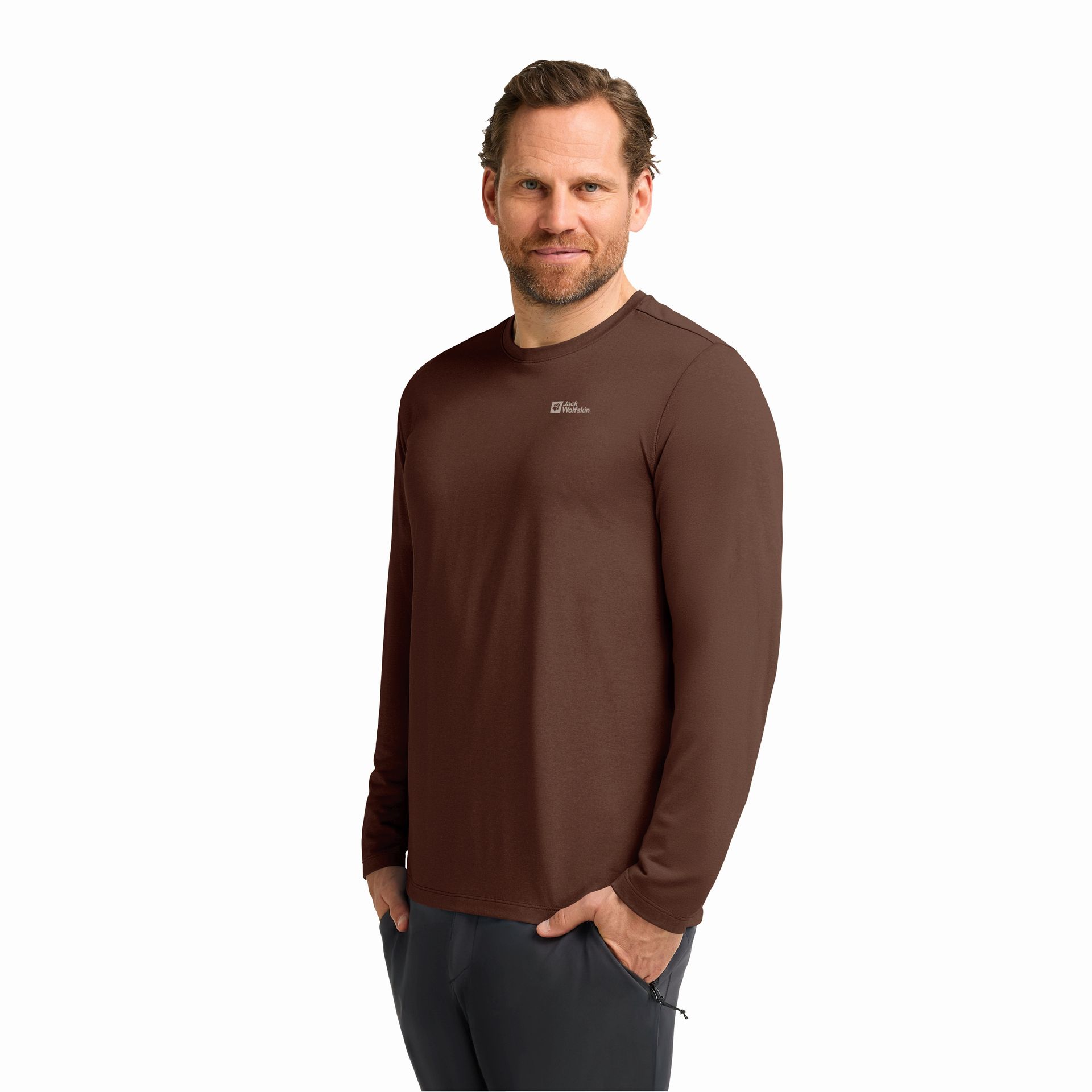 Męska koszulka termoaktywna Jack Wolfskin SKY THERMAL L/S M hot choc - S