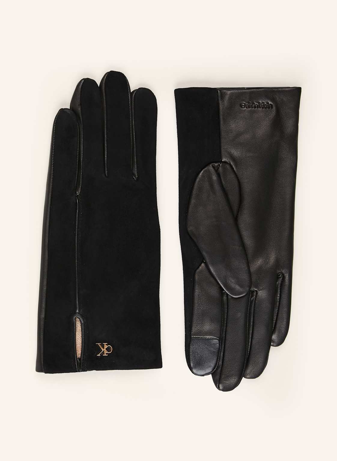 Calvin Klein Skórzane Rękawiczki Umożliwiające Obsługę Ekranów Dotykowych schwarz