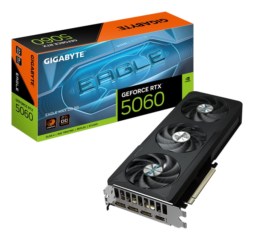 GIGABYTE GeForce RTX 5060 EAGLE MAX OC 8G NVIDIA 8 GB GDDR7 GV-N5060EAGLEMAX OC-8GD 1.0
