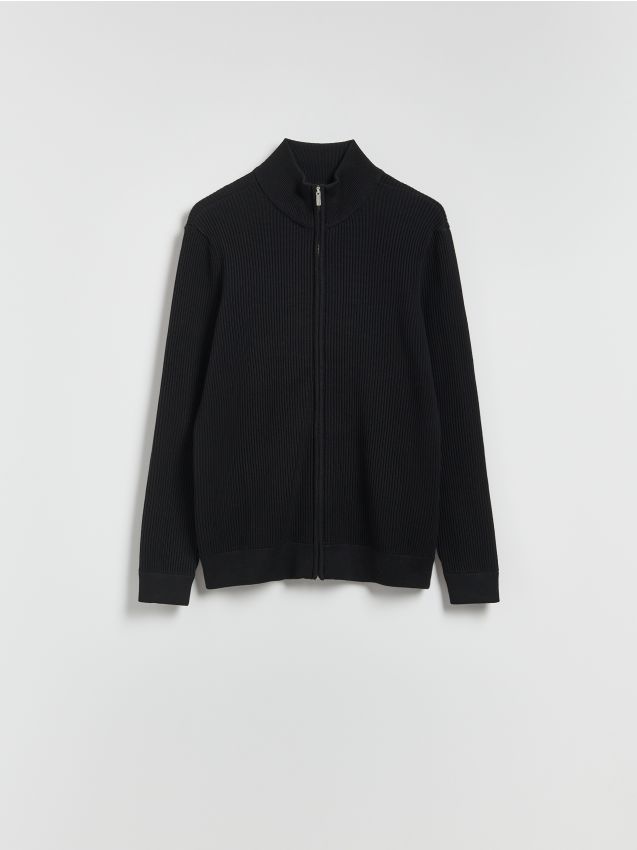 Reserved - Rozpinany sweter ze stójką - czarny