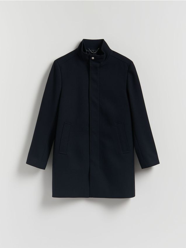 Reserved - Płaszcz ze stójką - granatowy