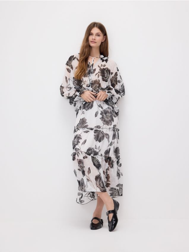 Reserved - Wzorzysta spódnica maxi - czarny