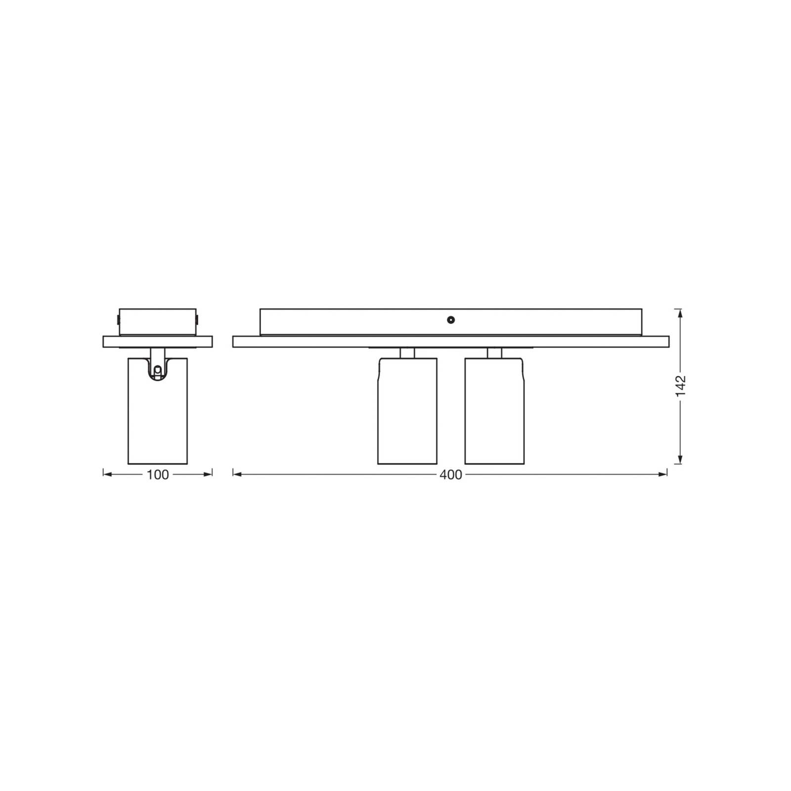 OSRAM Reflektor sufitowy MERCURY, biały, 2 reflektory GU10-LED 927 z funkcją możliwość ściemniania, biały / opal, salon / jadalnia, metal, nowoczesny