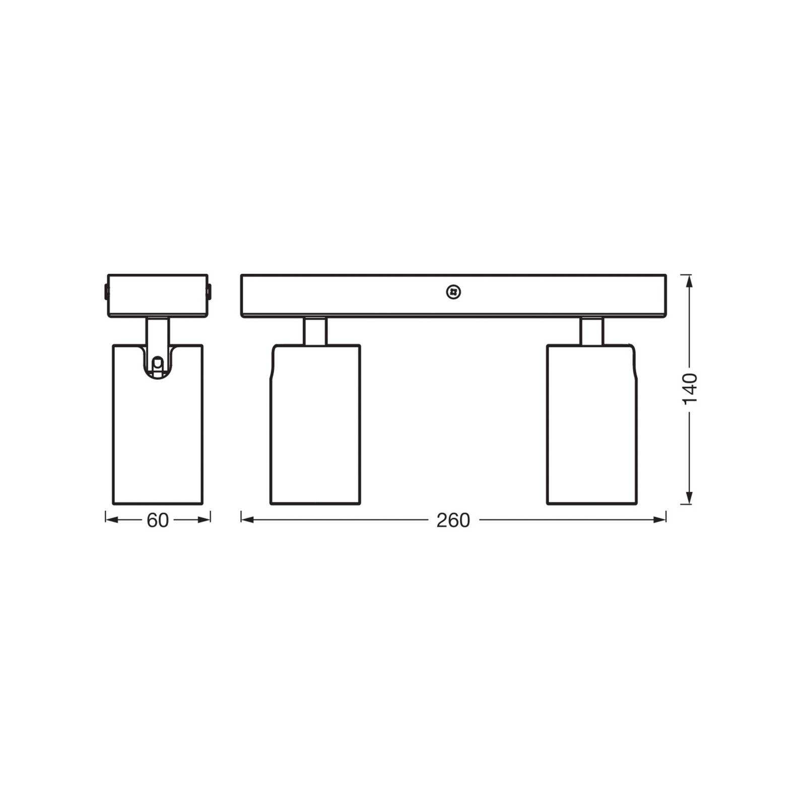 OSRAM Reflektor sufitowy OCTAGON czarny 2-punktowa GU10-LED 927 ściemniany OCTAGON, możliwość ściemniania, czarny, salon / jadalnia, metal, nowoczesny