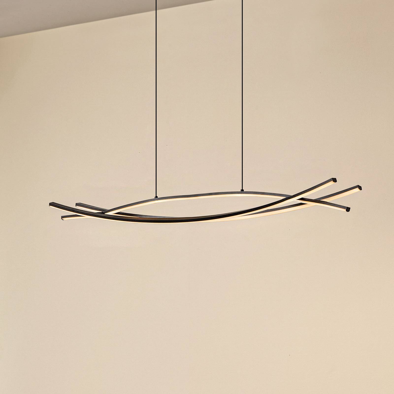 Lampa wisząca Sayori Lucande, możliwość ściemniania, czarny, salon / jadalnia, metal, nowoczesny