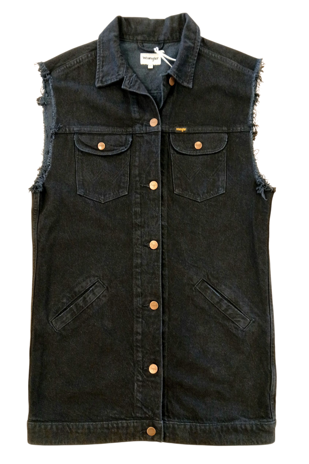 WRANGLER LONG VEST BLACK BEZRĘKAWNIK DAMSKI