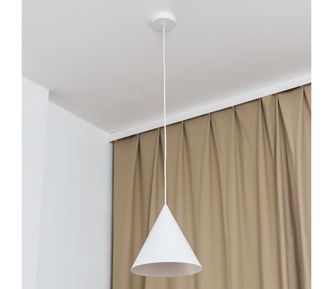 Lampa wisząca na lince ETNA 1xE27/15W/230V, śr. 25 cm, biała