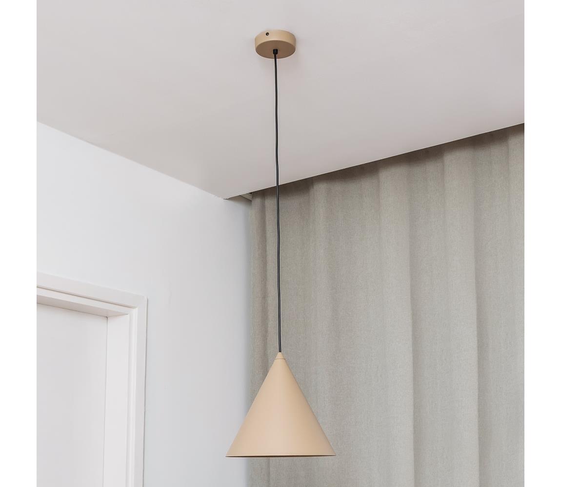 Lampa wisząca na lince ETNA 1xE27/15W/230V, śr. 25 cm, beżowa