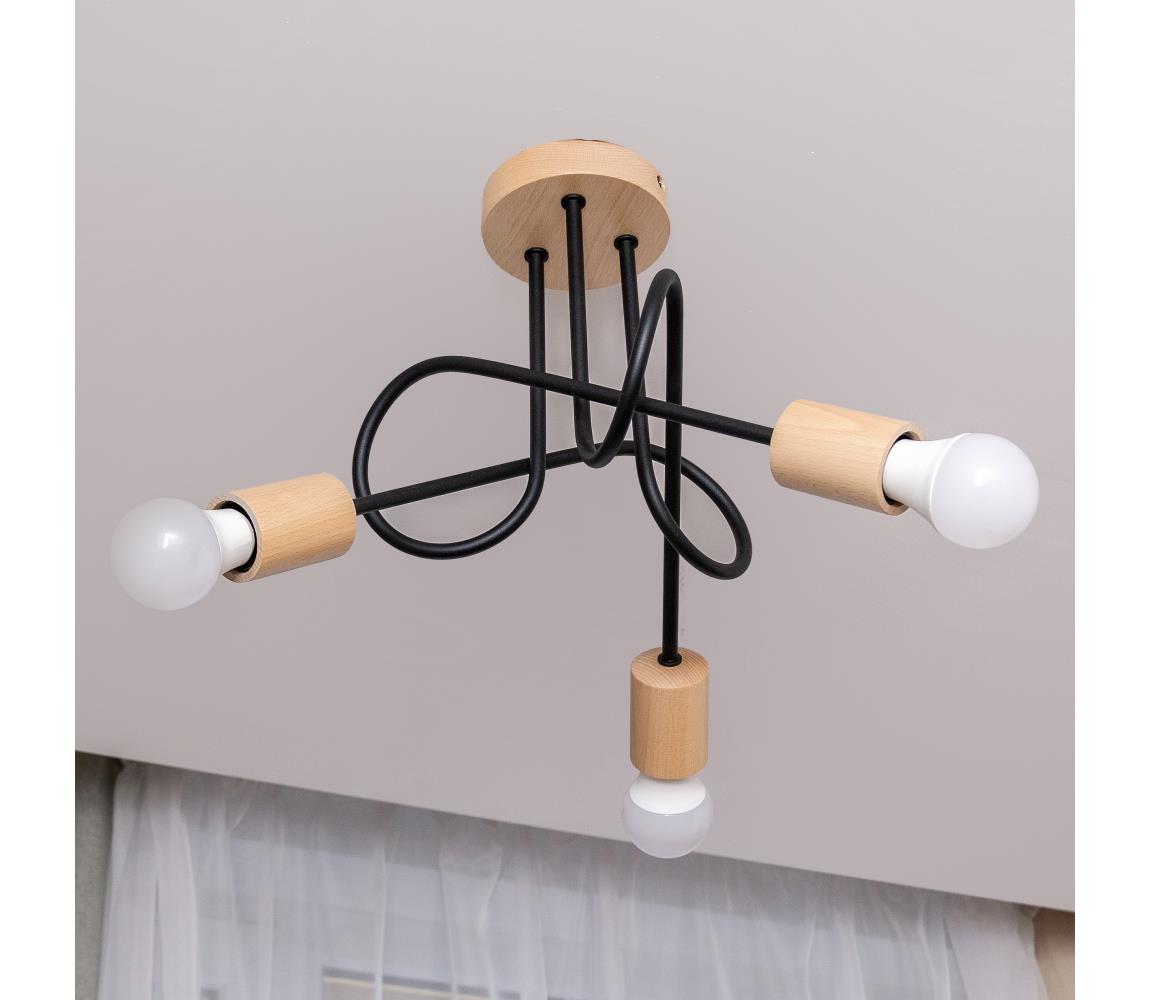 Lampa sufitowa natynkowa OXFORD 3xE27/15W/230V sosna/czarny