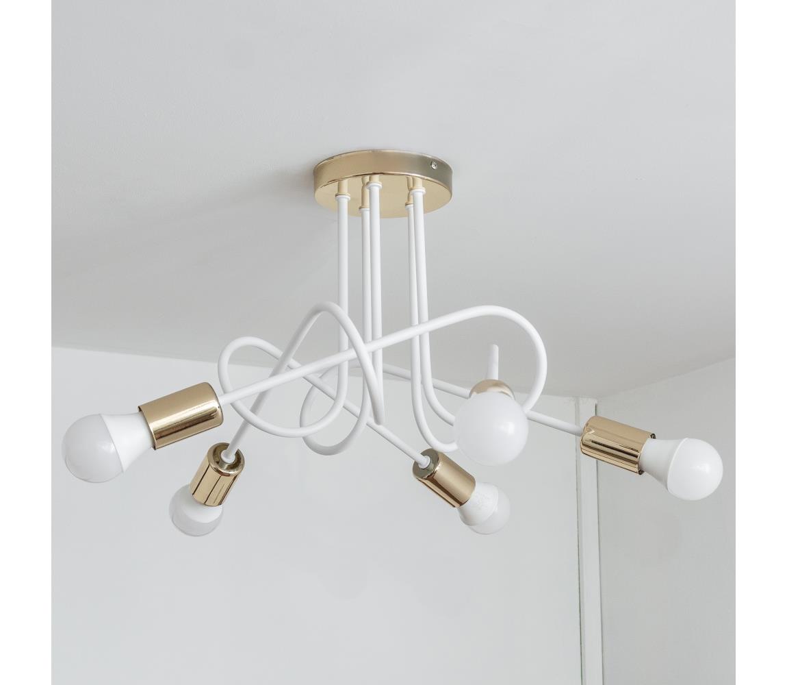 Przysufitowy żyrandol OXFORD 5xE27/15W/230V złoty/biały