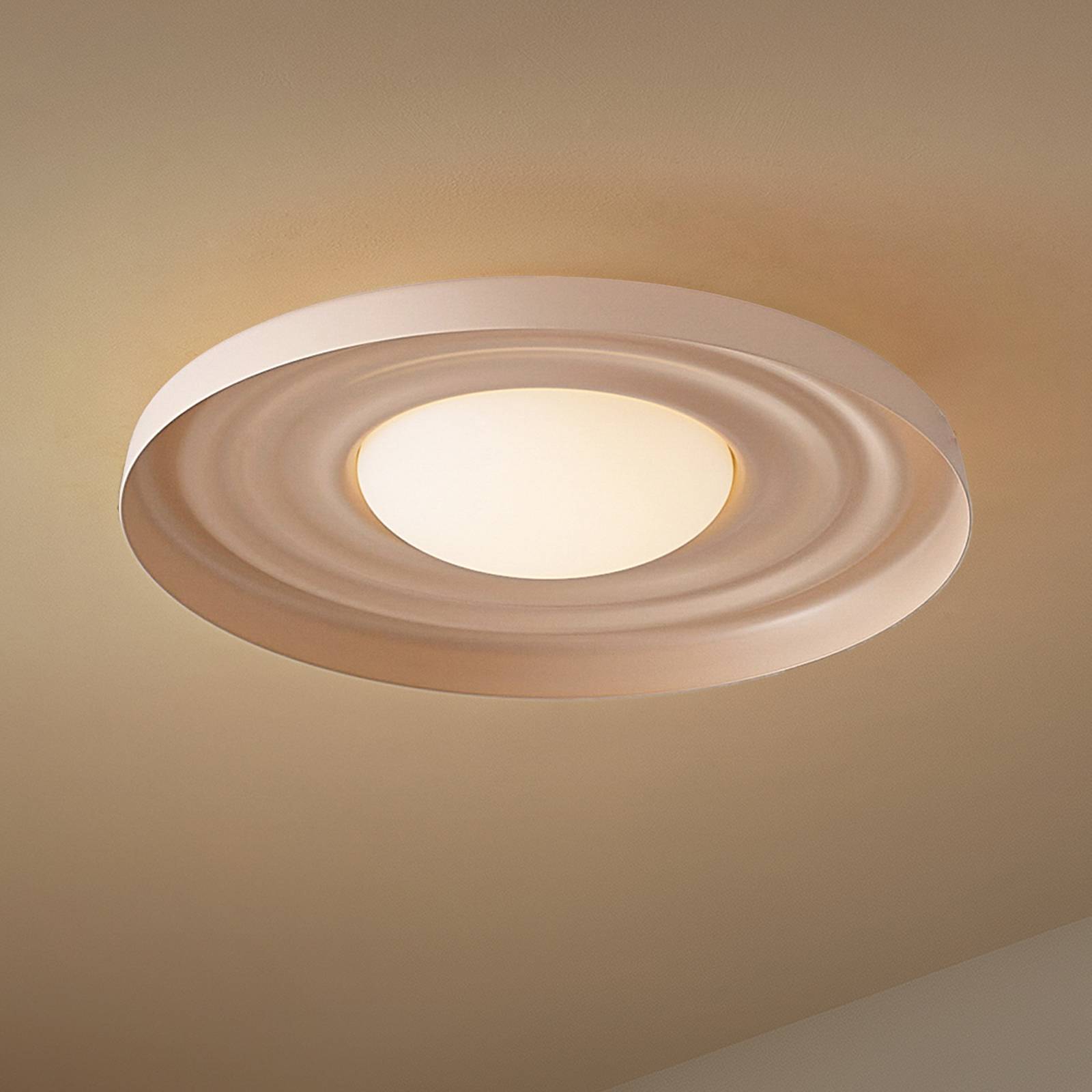 Lampa sufitowa LED Waves Lindby, kremowy / amber, salon / jadalnia, metal, nowoczesny