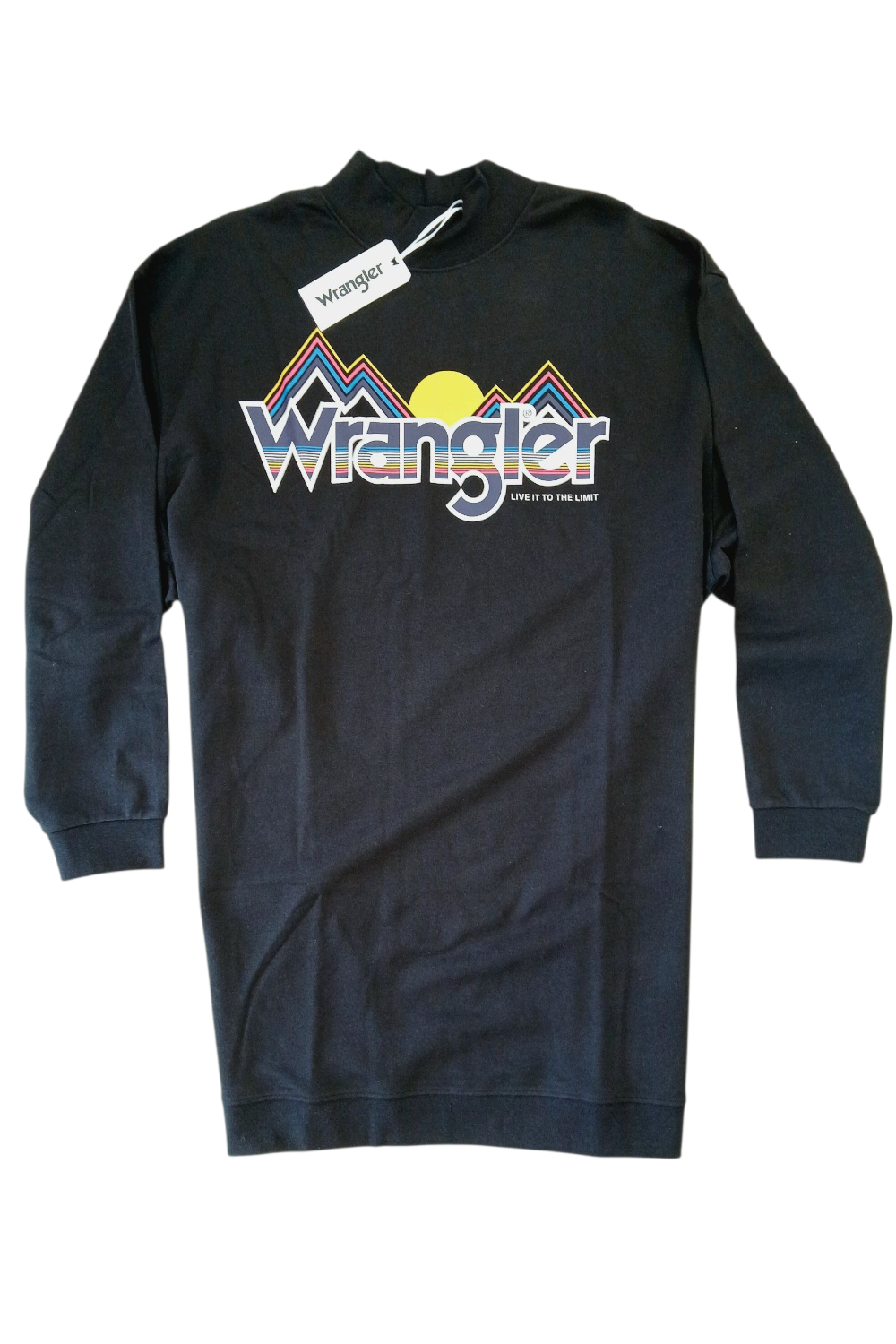 Tunika czarna z nadrukiem Wrangler Hihg Neck Sweat Dress Faded Black