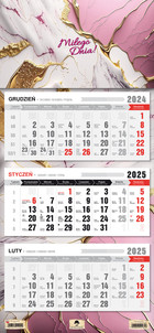 Kalendarz 2025 trójdzielny glamour pink kt1âv.79