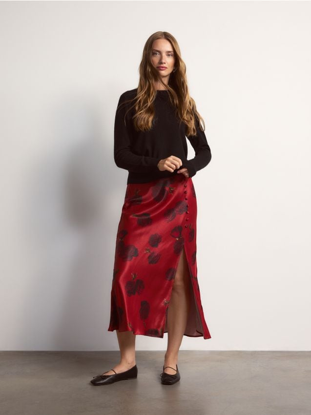 Reserved - Spódnica w kwiatowy wzór - czerwony