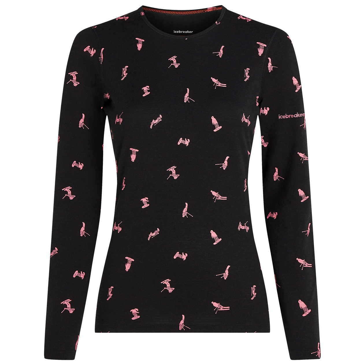 Damska koszulka Icebreaker Women Merino 200 Oasis LS Crewe Snow Day Rozmiar: S / Kolor: czarny
