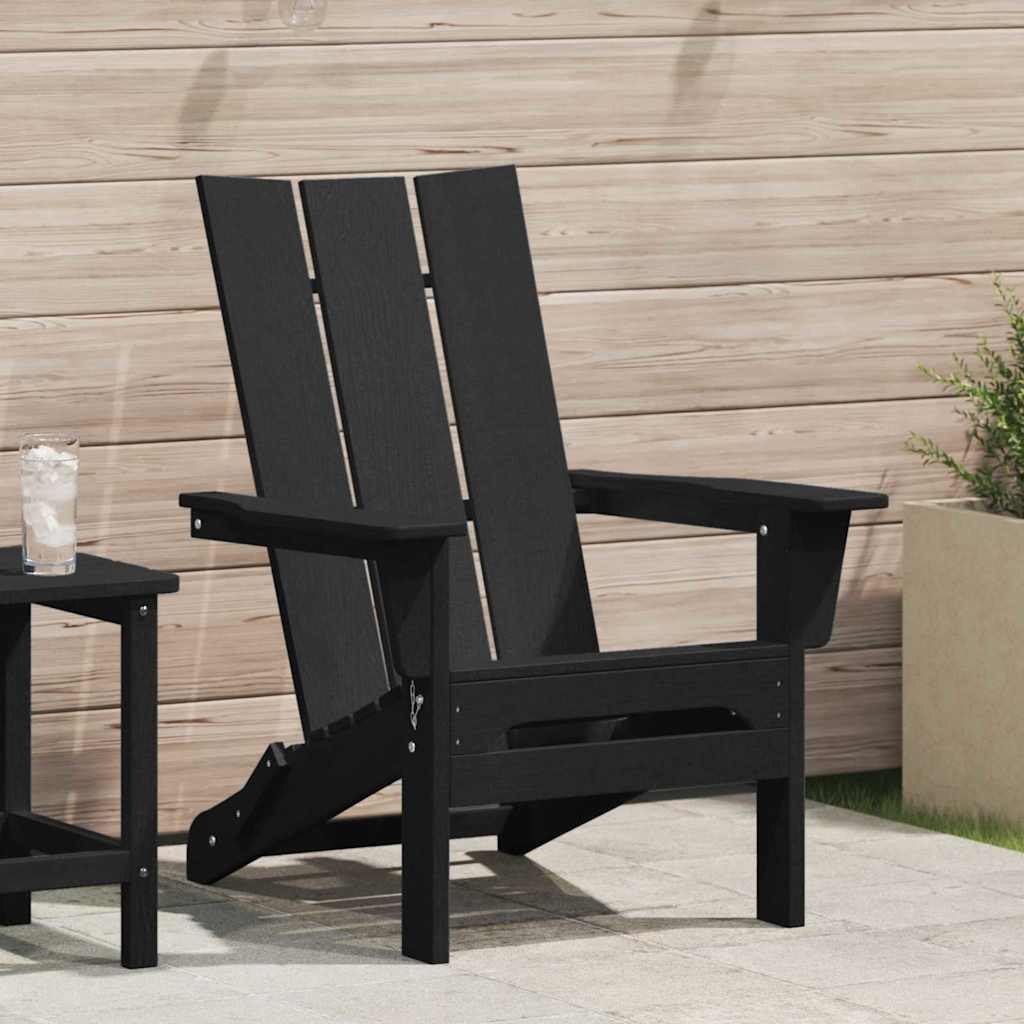 Składane krzesło Adirondack czarne 74.5x80.5x90 cm HDPE