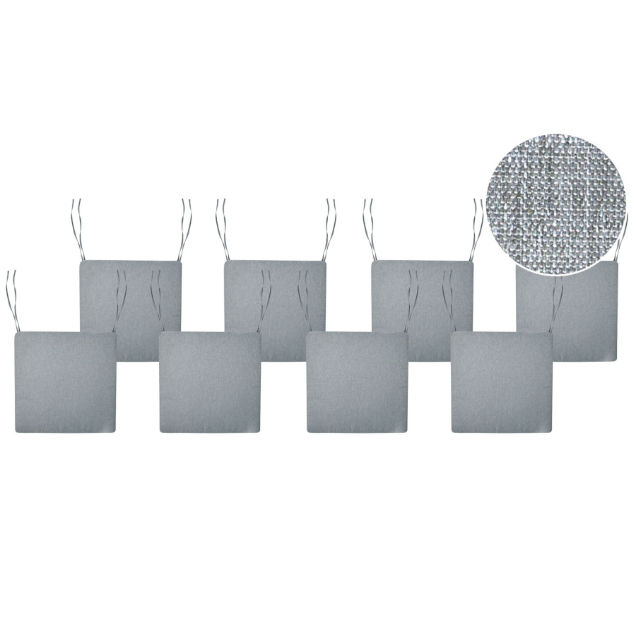 BLmeble Zestaw 8 poduszek na krzesło ogrodowe SASSARI PREMIUM 46 x 46 cm Szary melanż B627594