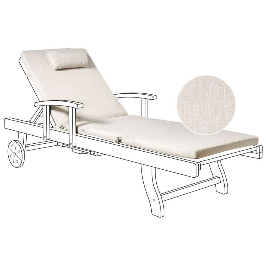 Blmeble Poduszka na leżak ogrodowy TOSCANA/JAVA/AMANTEA PREMIUM 189 x 58 cm Jasnobeżowy B629664