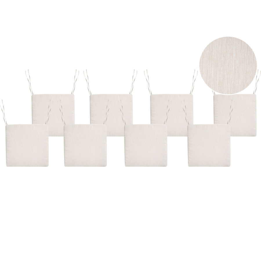 BLmeble Zestaw 8 poduszek na krzesło ogrodowe SASSARI PREMIUM 46 x 46 cm Jasnobeżowy B627535