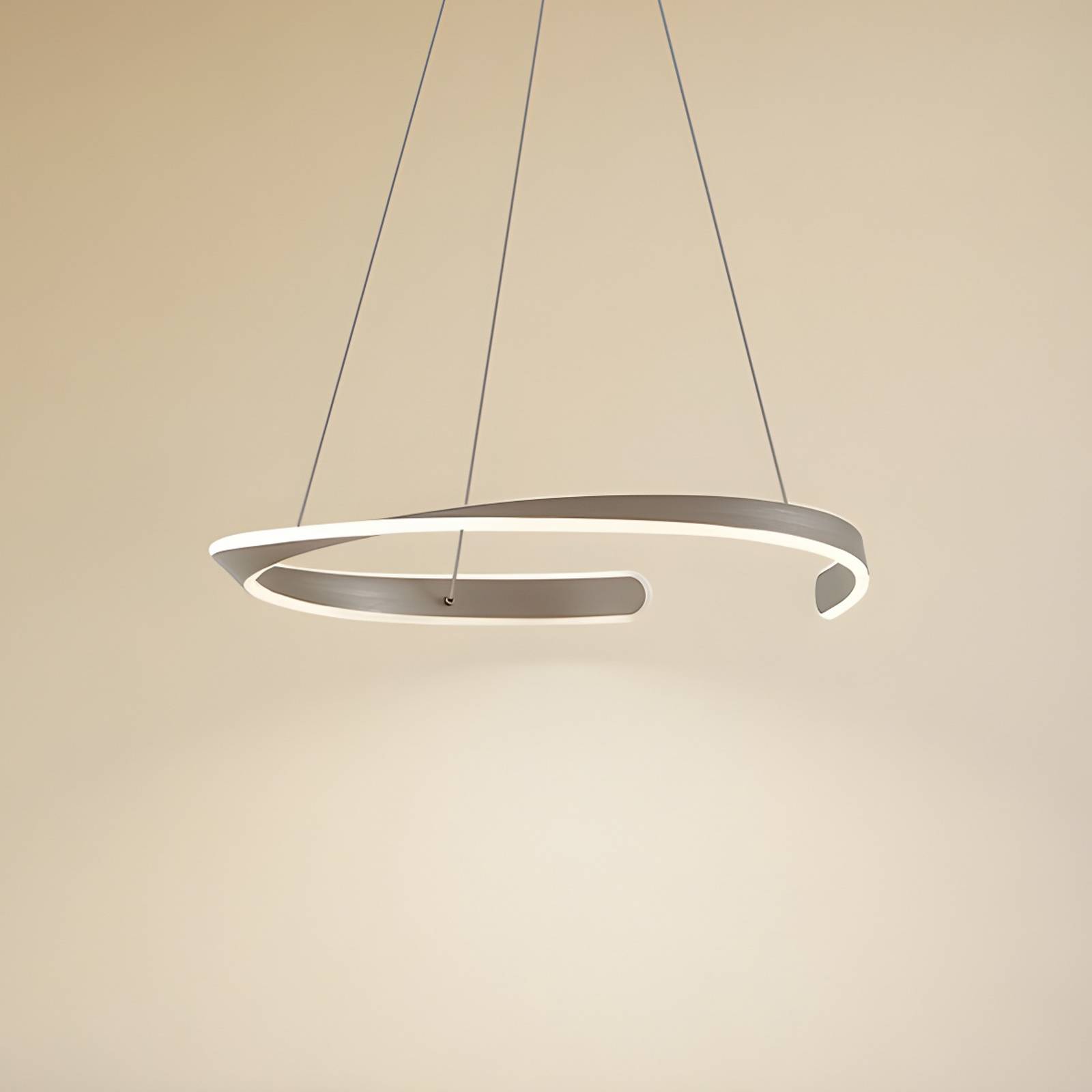 Lampa wisząca Eloura Lucande, aluminiowy / szary / cynkowy, salon / jadalnia, metal, nowoczesny