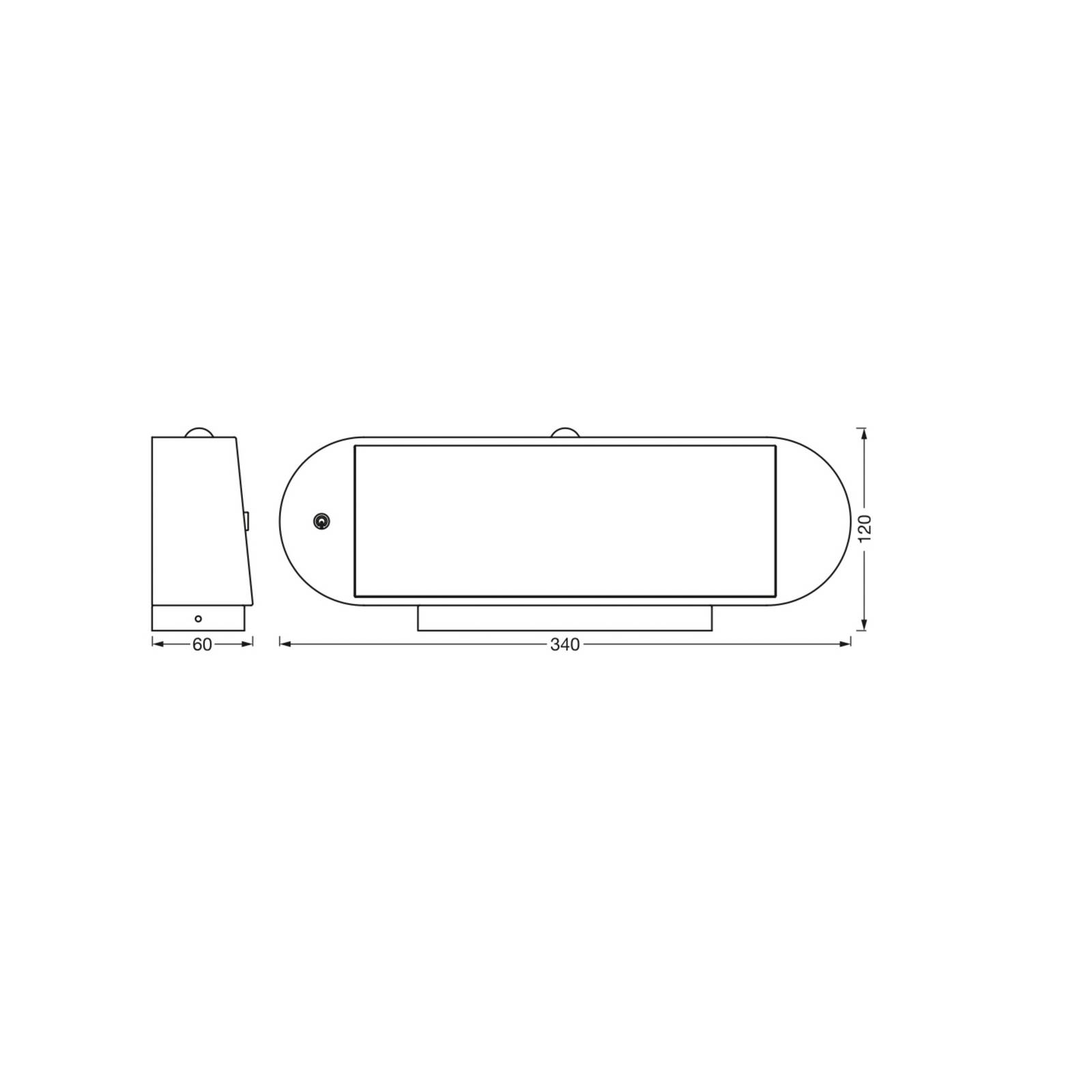 OSRAM Kinkiet LED z czujnikiem ENDURA STYLE SOLAR OVAL 34 cm 830, czarny, aluminium, nowoczesny
