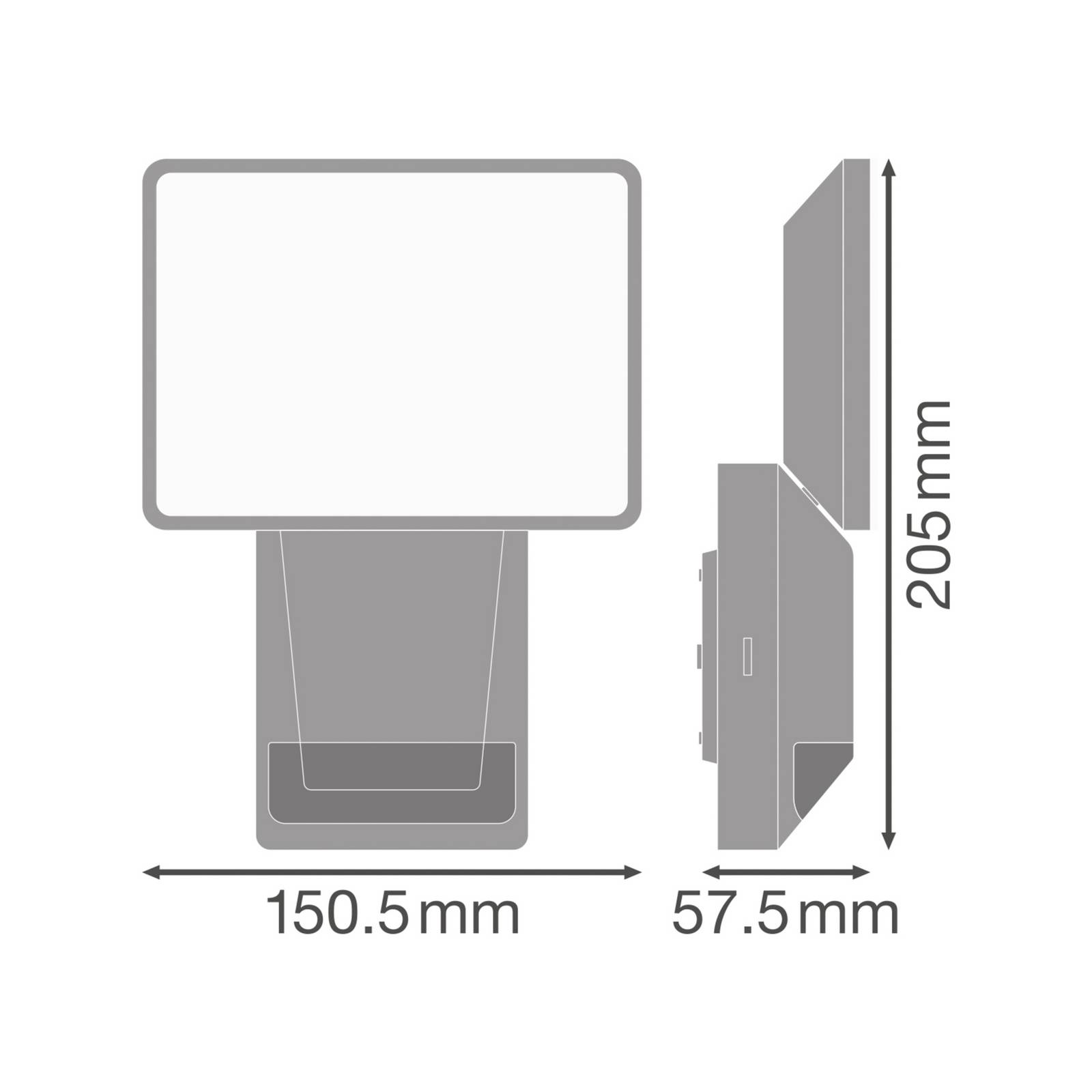 OSRAM Reflektor zewnętrzny LED z czujnikiem ENDURA PRO FLOOD, szary, 15 W FLOOD, aluminiowy / szary / cynkowy, tworzywo sztuczne