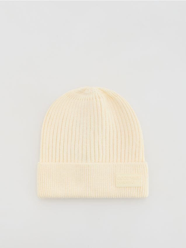 Reserved - Dzianinowa czapka z wiskozą - złamana biel