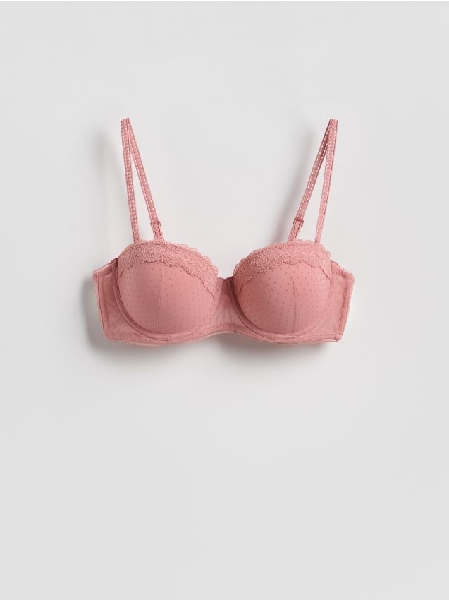 Reserved - Biustonosz balkonetka push up - różowy