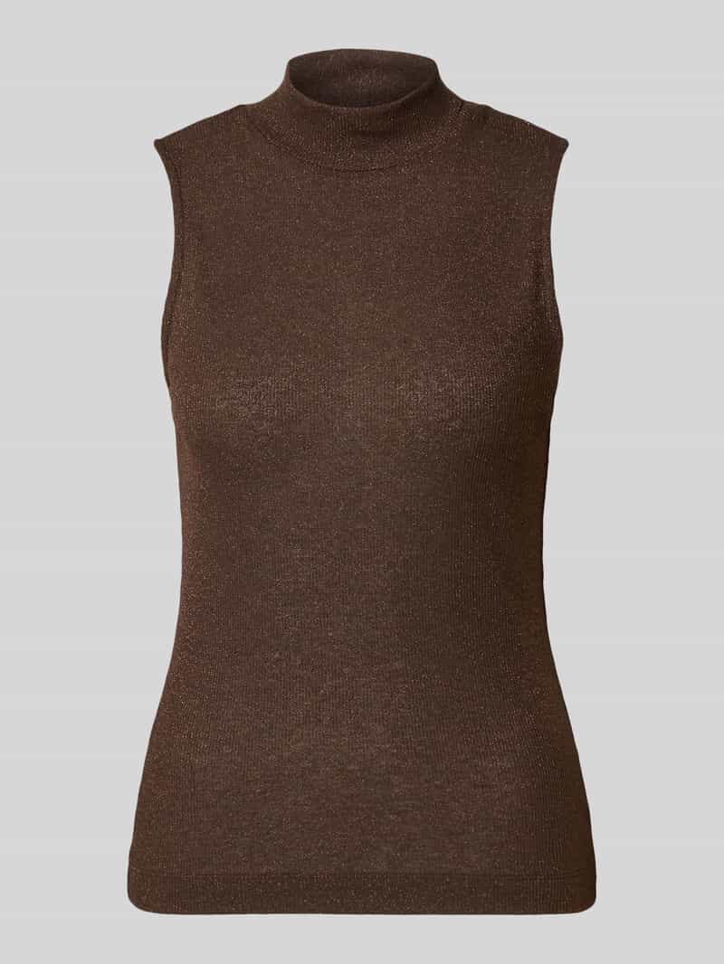 Top błyszczący z mieszanki wiskozy ze stójką