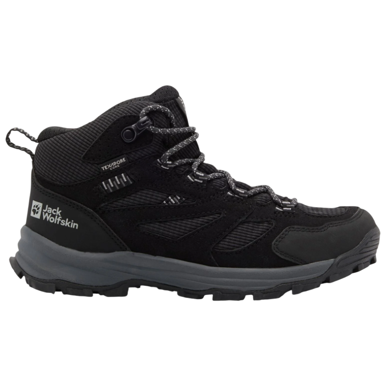 Buty trekkingowe wysokie dziecięce Jack Wolfskin Vojo Tour Texapore Mid K Rozmiar butów (UE): 39 / Kolor: czarny