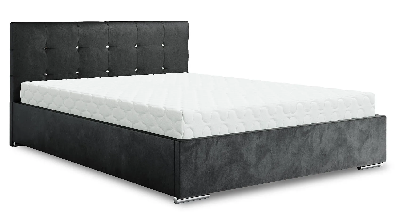 Grafitowe łóżko z pojemnikiem na pościel - Ravellox